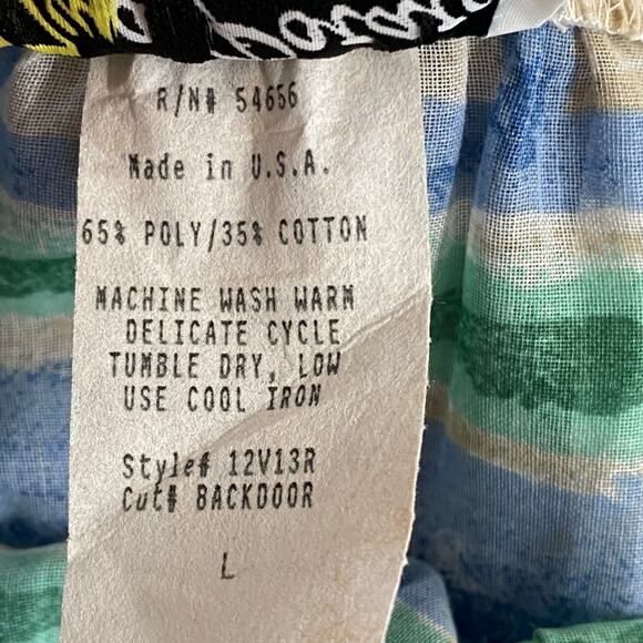 Vintage 80s 90s NOS Two Potato Tiered Midi Skirt L Pastel Boho Coastal Sheer - Picture 9 of 9